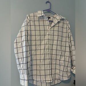 Lands End Size 12 Striped/ Flannel Blue and White Large Womens